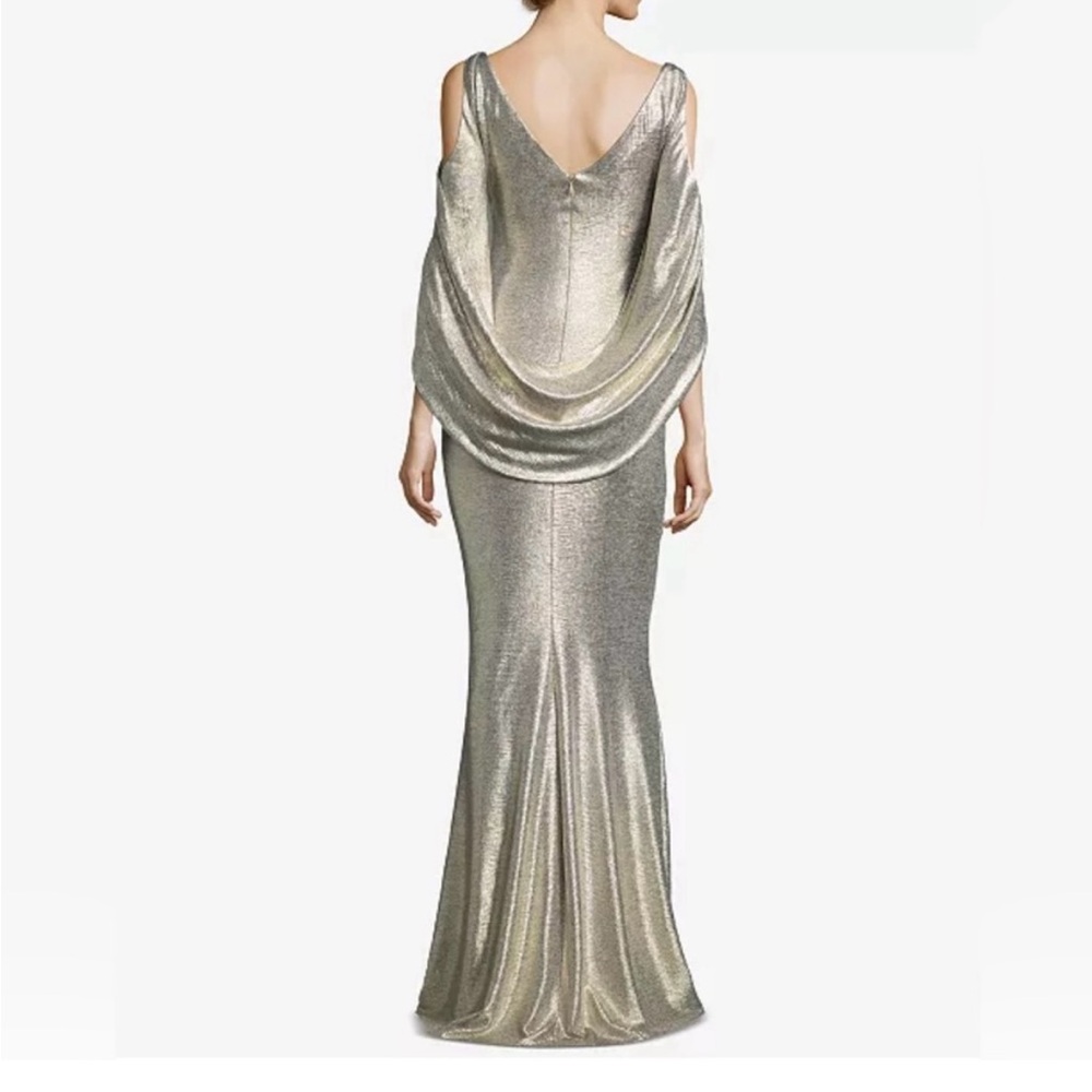 Betsy Adam Elegant Metallic Gown w/ Drape